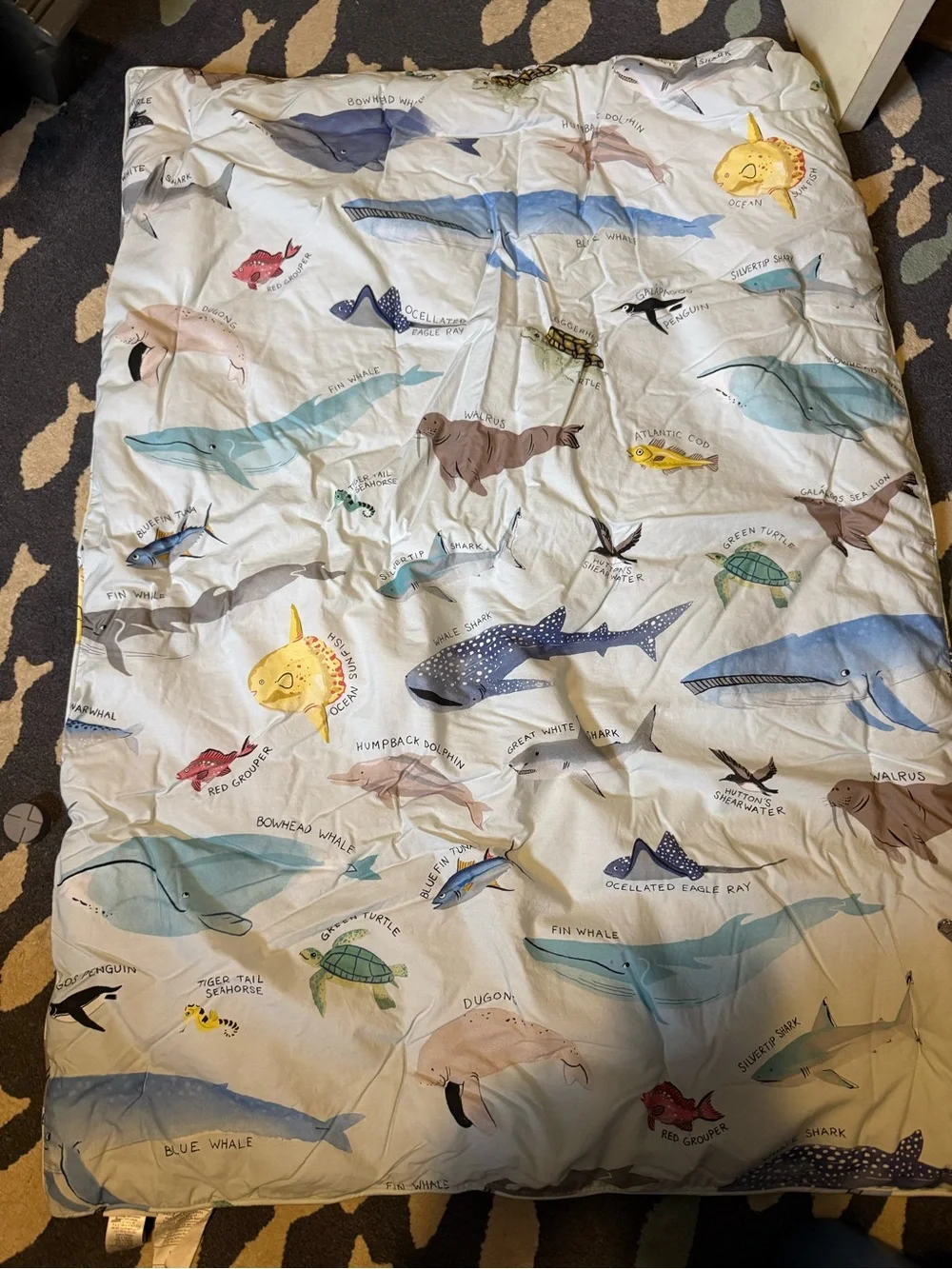 Pottery Barn Kids Ocean Creatures Comforter - Blue, White, Yellow, Green